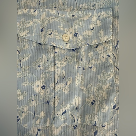 Lauren Ralph Lauren blue floral boho prairie pleated small cotton blouse top - Picture 9 of 10